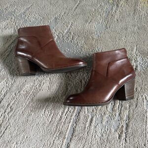 Paul Green Chestnut Leather Ankle Boots